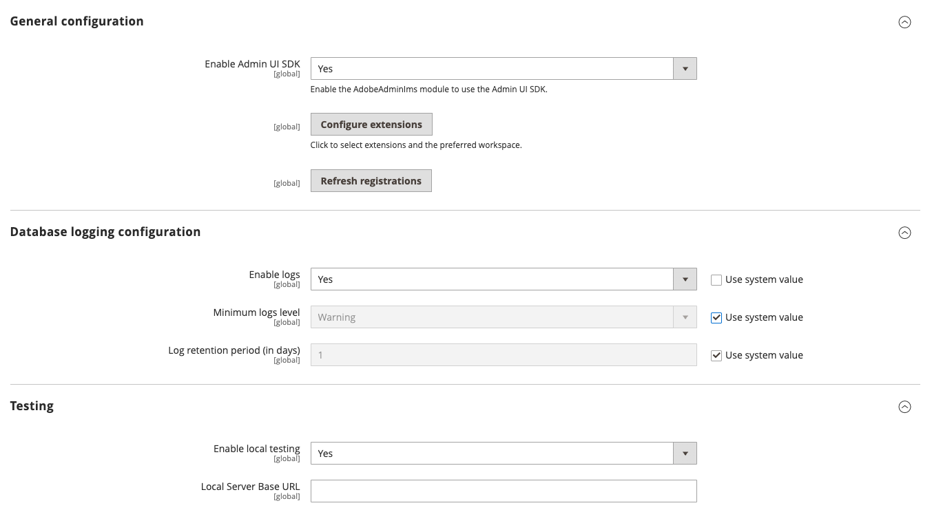 Admin UI SDK general configuration