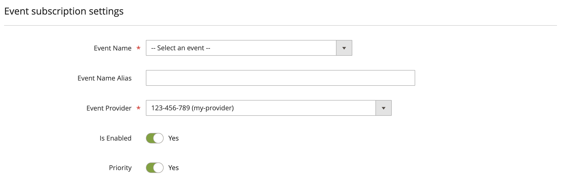 New event subscription