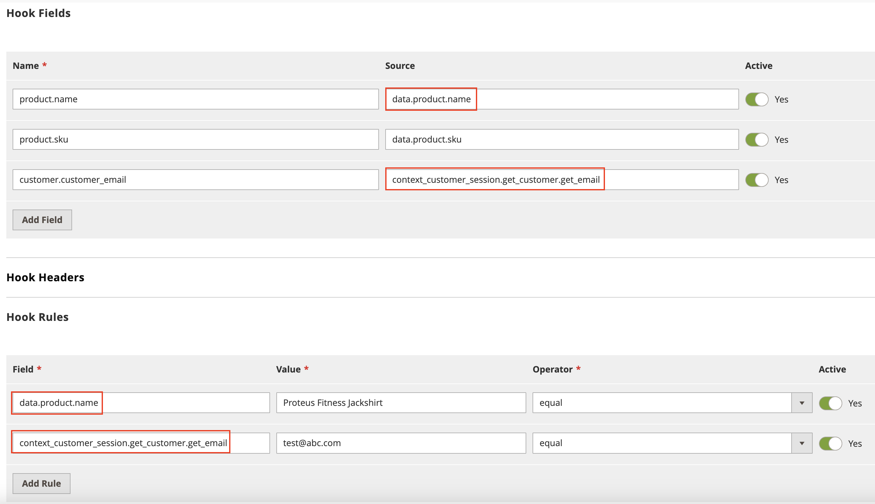 Conditional webhooks