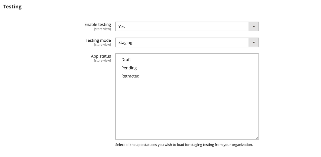 Admin UI SDK staging testing configuration