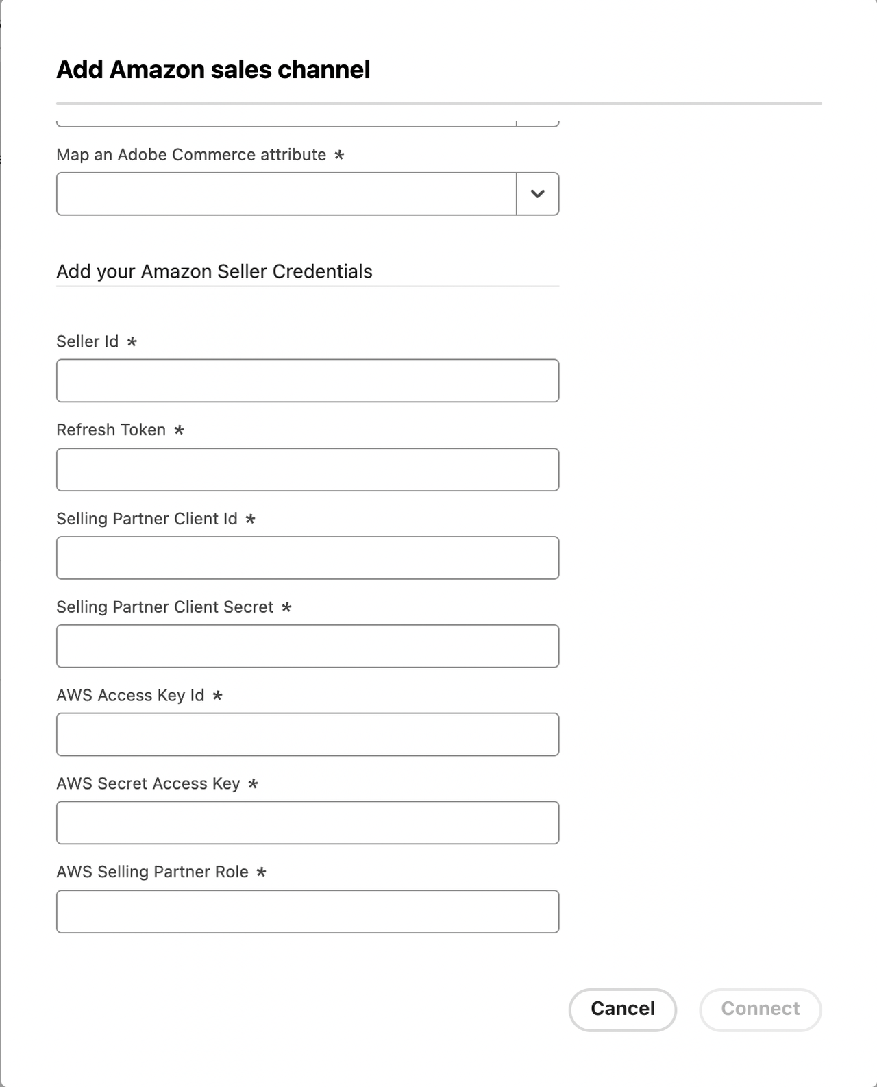 Add Amazon Sales Channel form