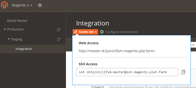 Use the Project Web Interface to manage environments