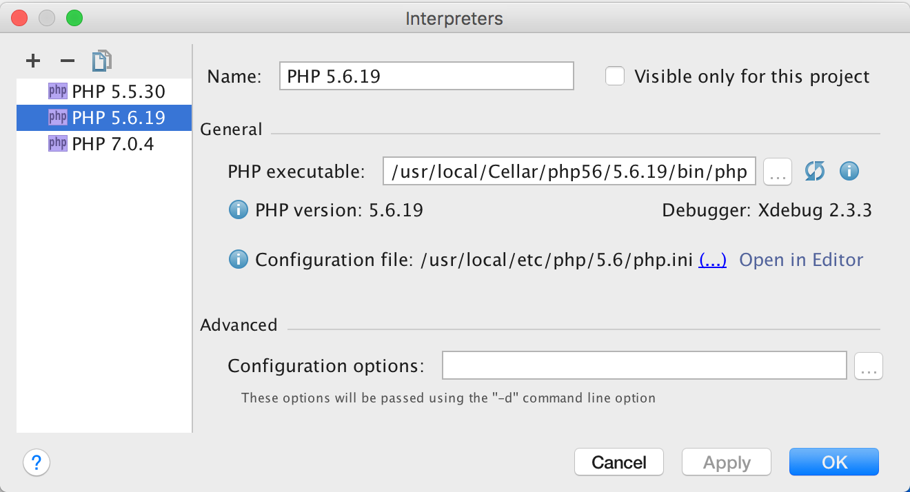 Adding a PHP interpreter to PHPStorm