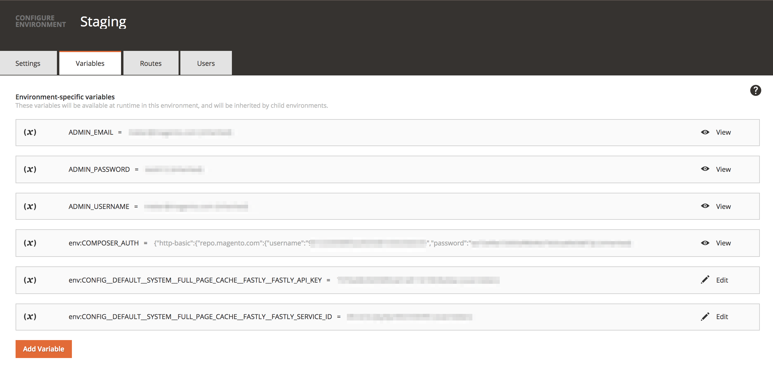 Environment variables fastly credentials