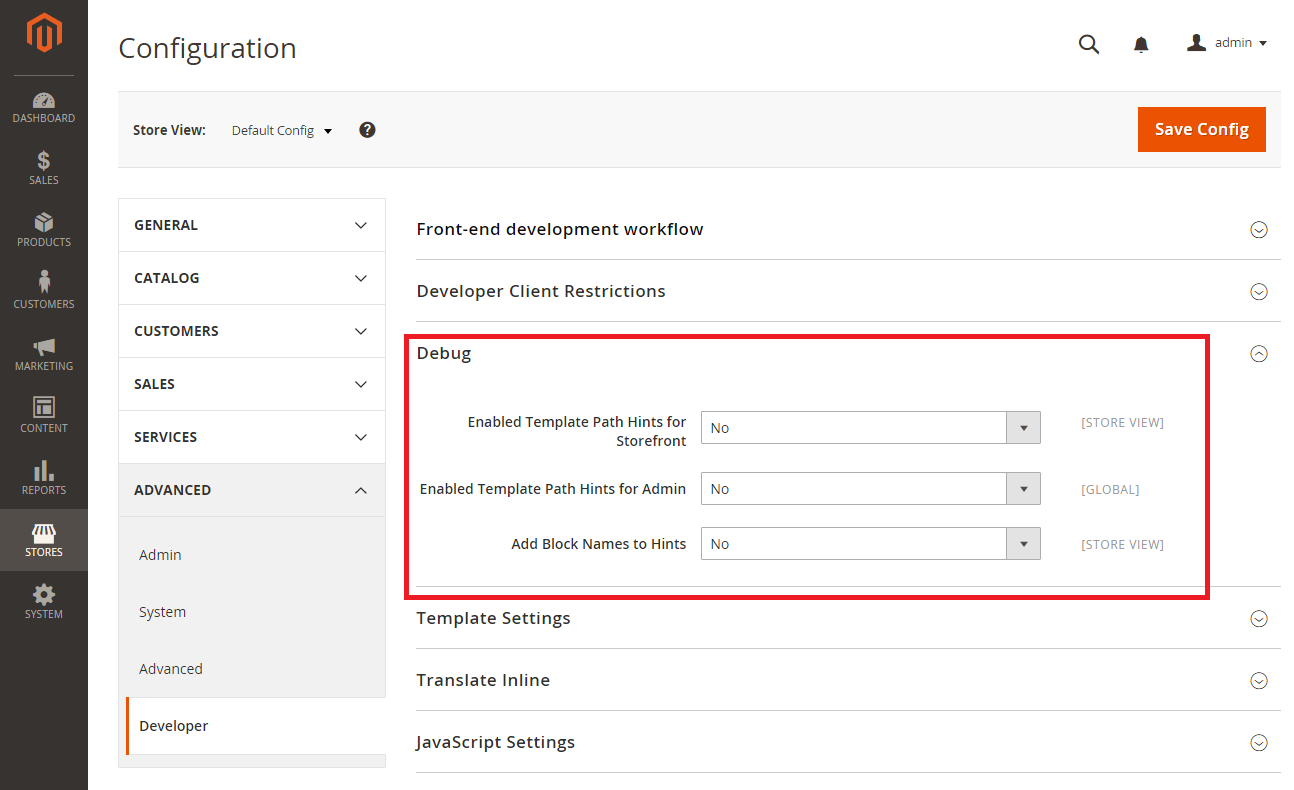 Enabling template hints