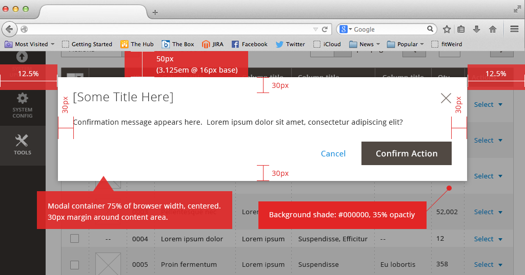 Placement and Padding of Modal