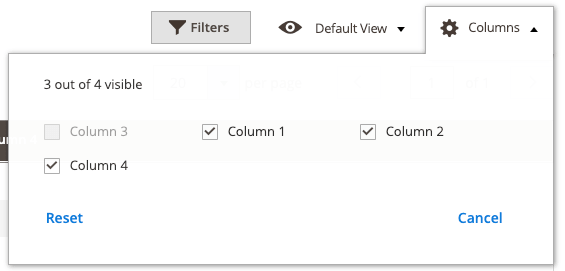 ColumnsControls component example