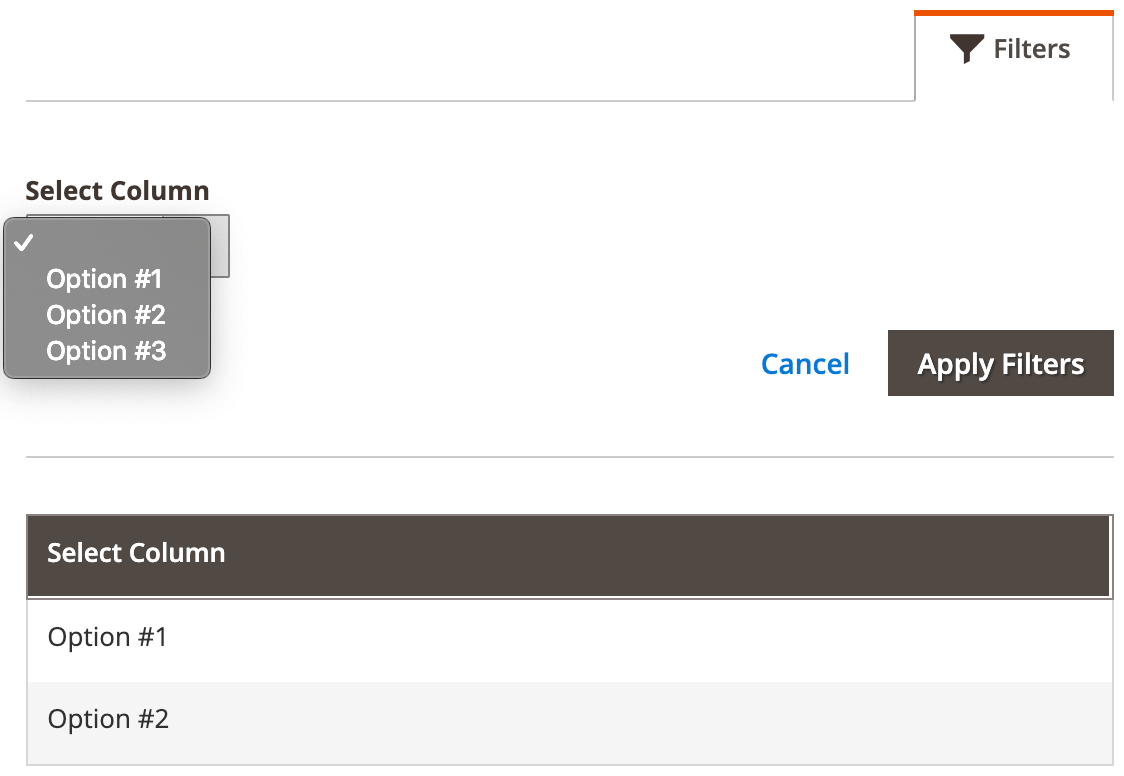 SelectColumn Component example