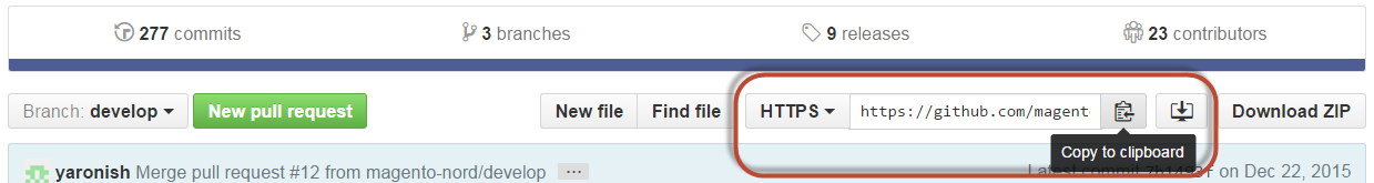 Clone the Magento GitHub repository using HTTPS