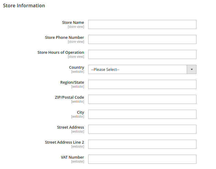 Configuration > General > Store Information section.