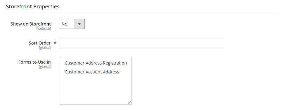 Customer address attributes - Storefront properties