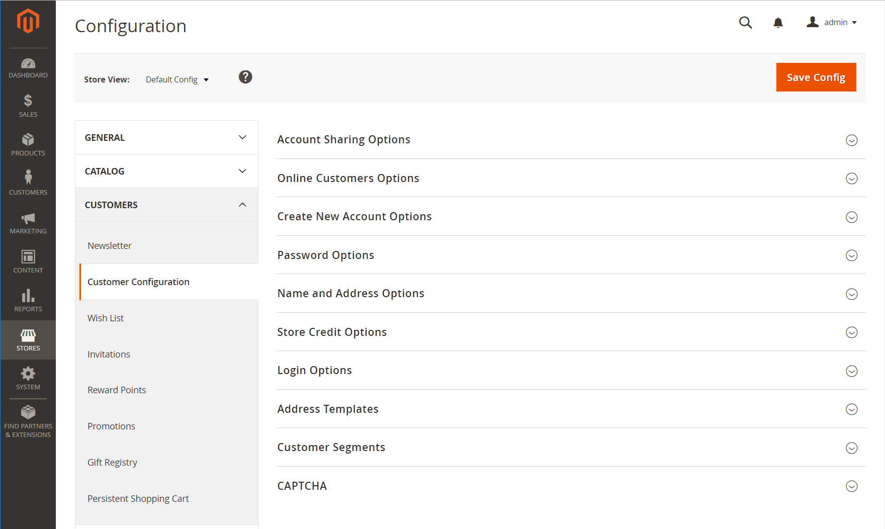 Customers configuration settings