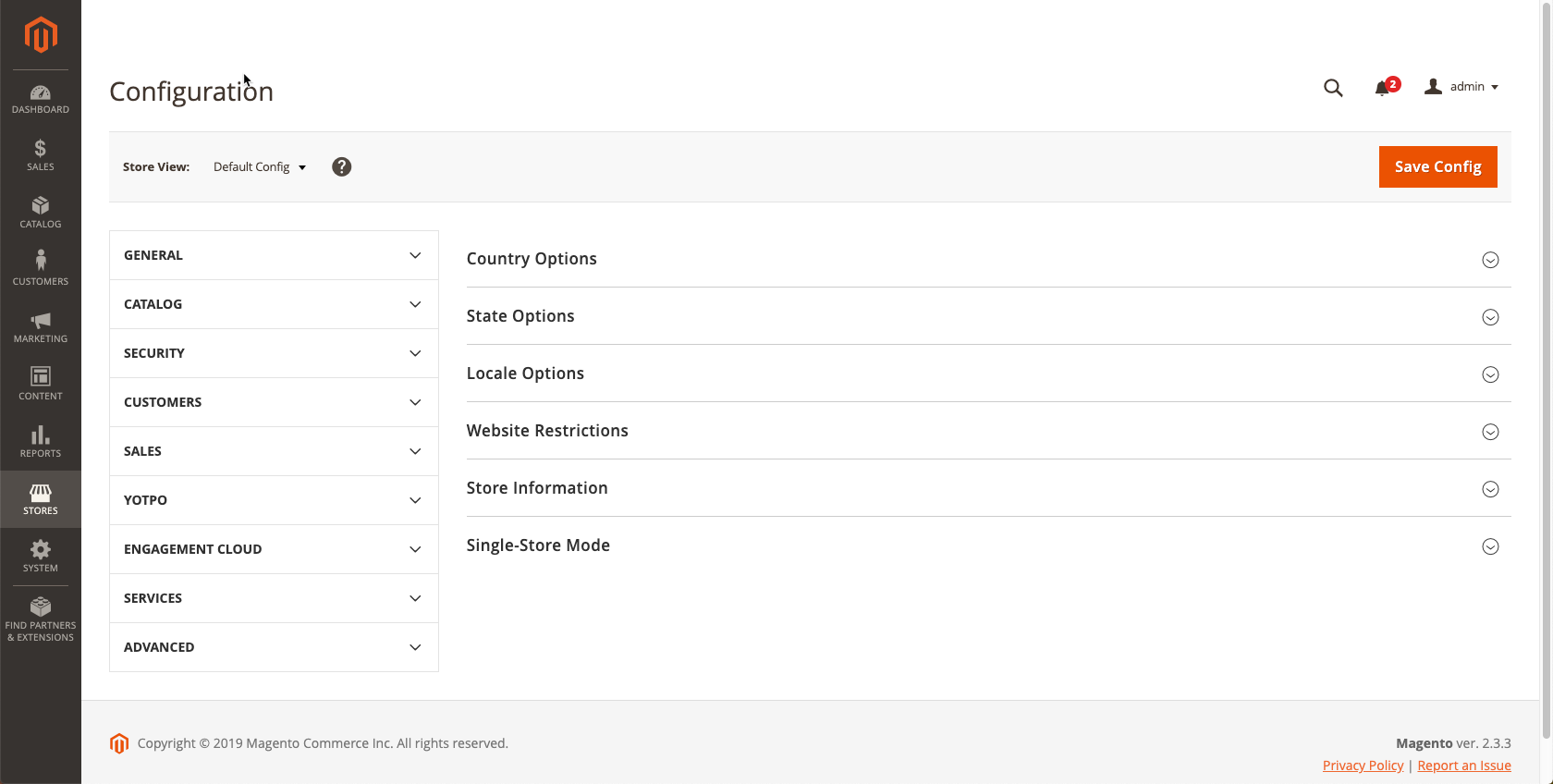 Magento Admin - Configuration