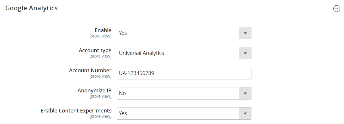 Sales configuration - Google Analytics