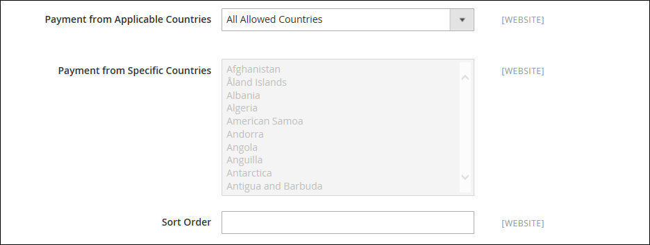 Configure Countries