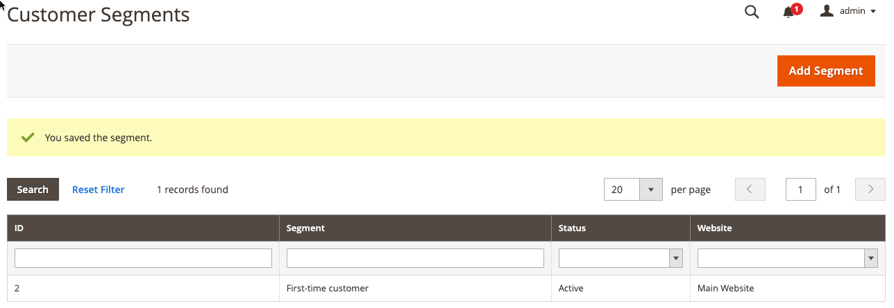 Customer segments list