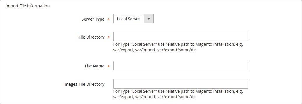 Data import - scheduled import file information