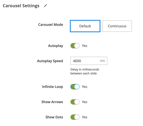 Carousel Settings