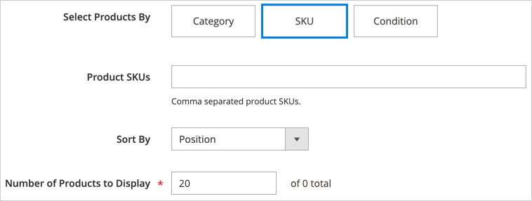 Product selection by SKU