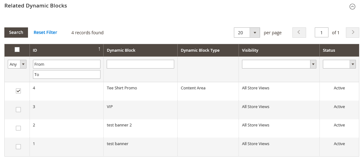 Catalog price rule - related dynamic blocks