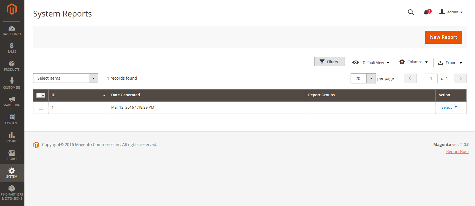Magento Admin - system reports