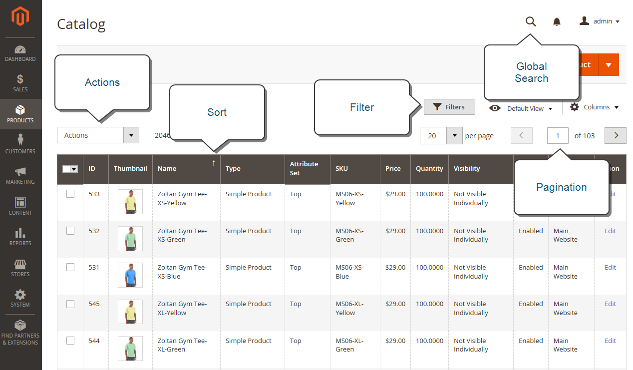 Magento Admin - workspace