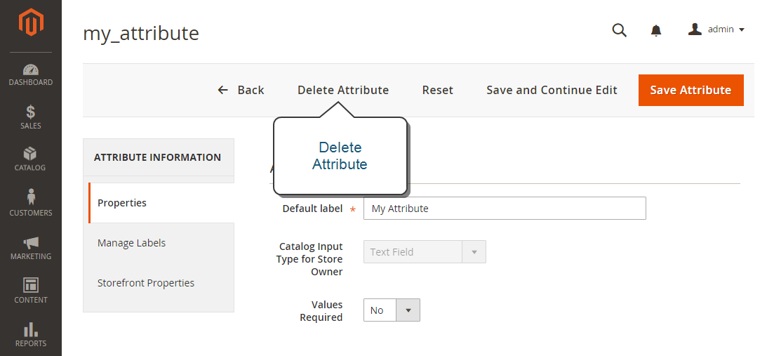 Delete attribute