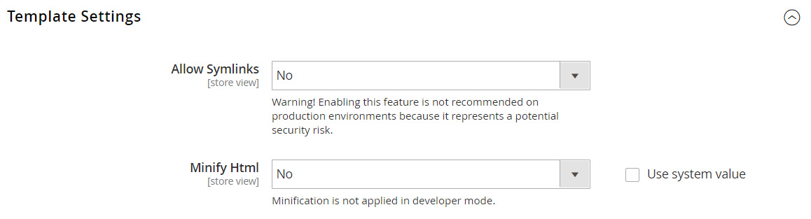 Advanced configuration - template settings