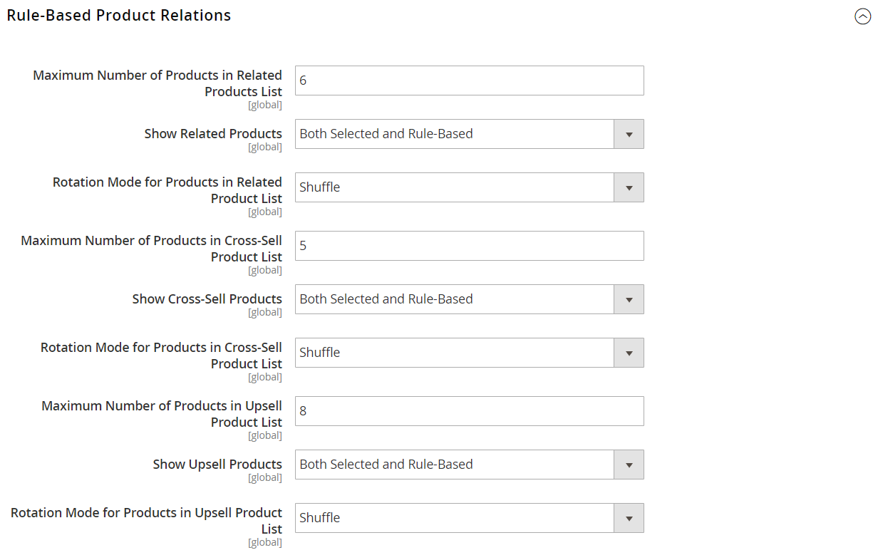 Catalog configuration - rule-based product relations