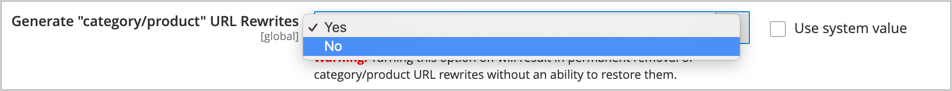 Catalog configuration - no automatic URL rewrites