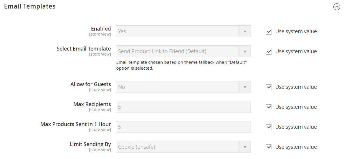 Catalog configuration - email templates