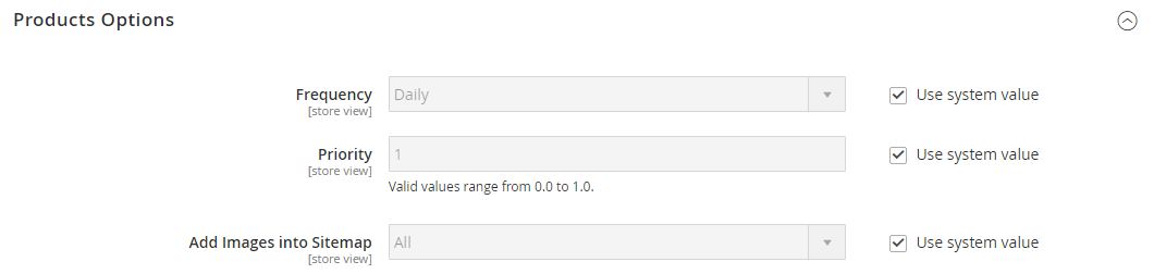 Catalog configuration - XML sitemap products