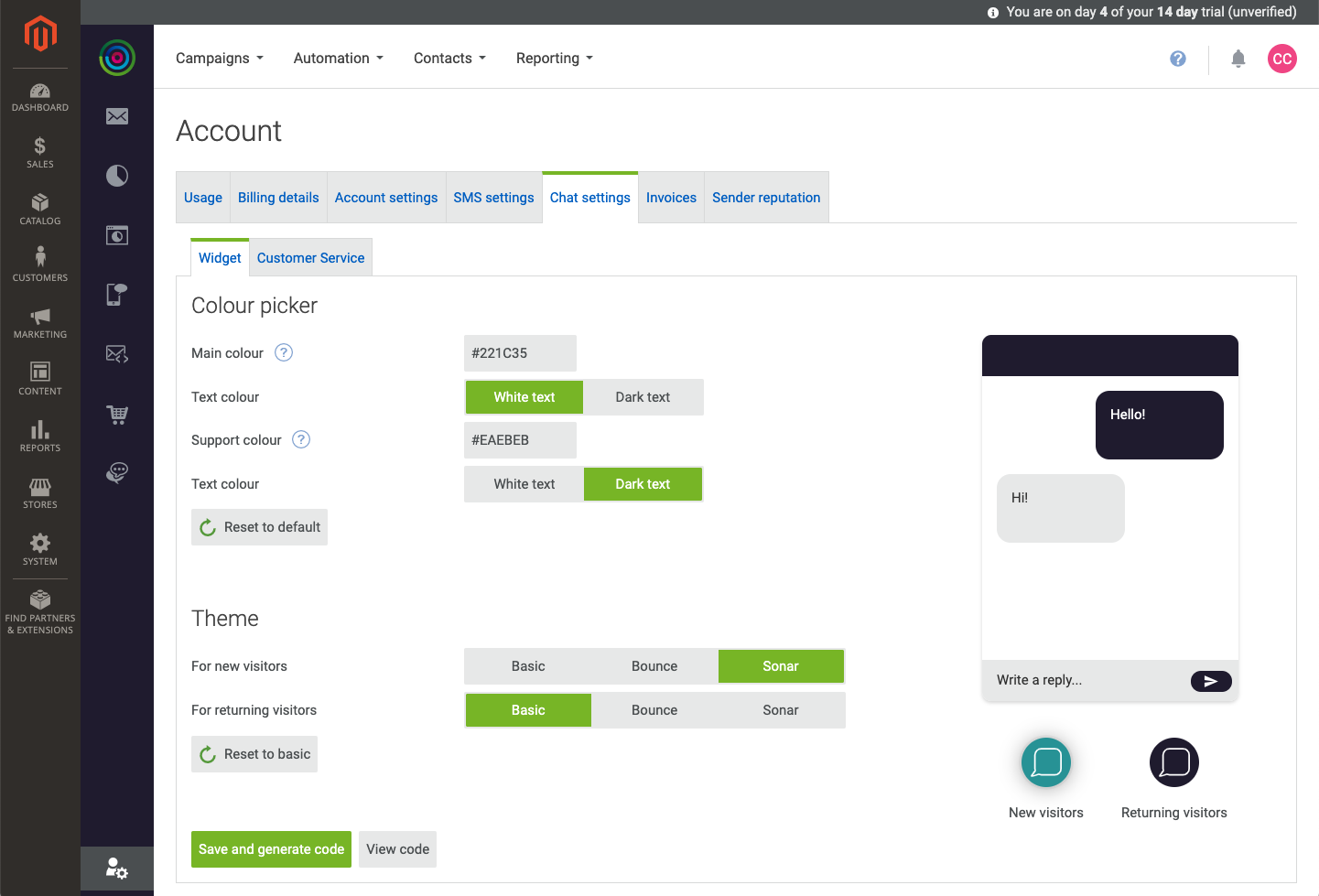 dotdigital configuration - chat widget