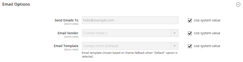 General configuration - email options