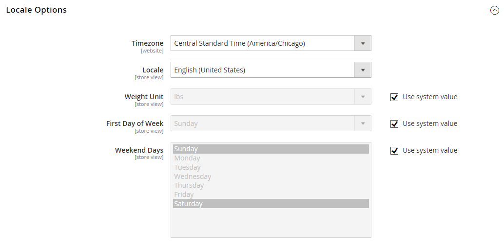 General > Locale Options