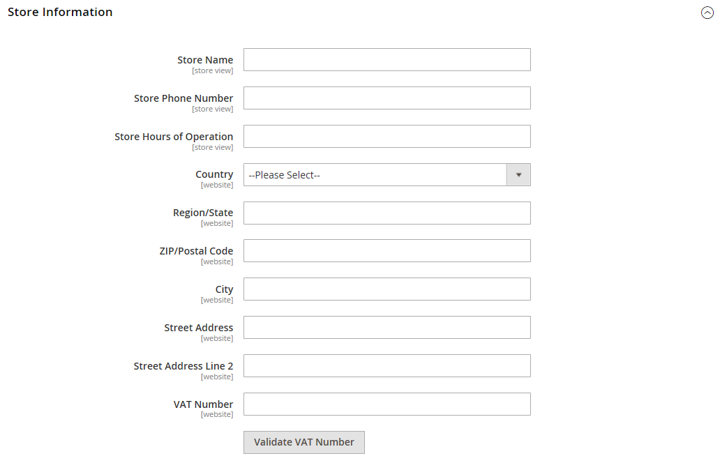 General > Store Information