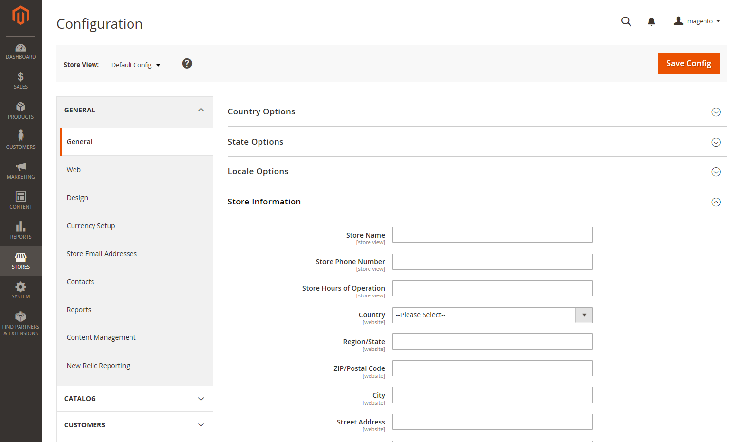 General configuration - store details