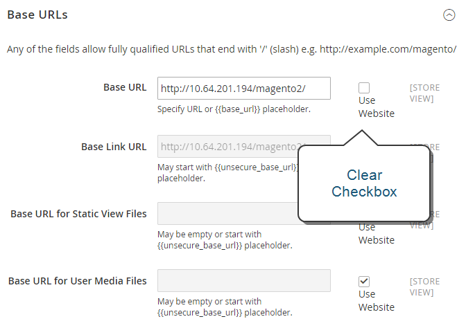 General configuration - web base URLs