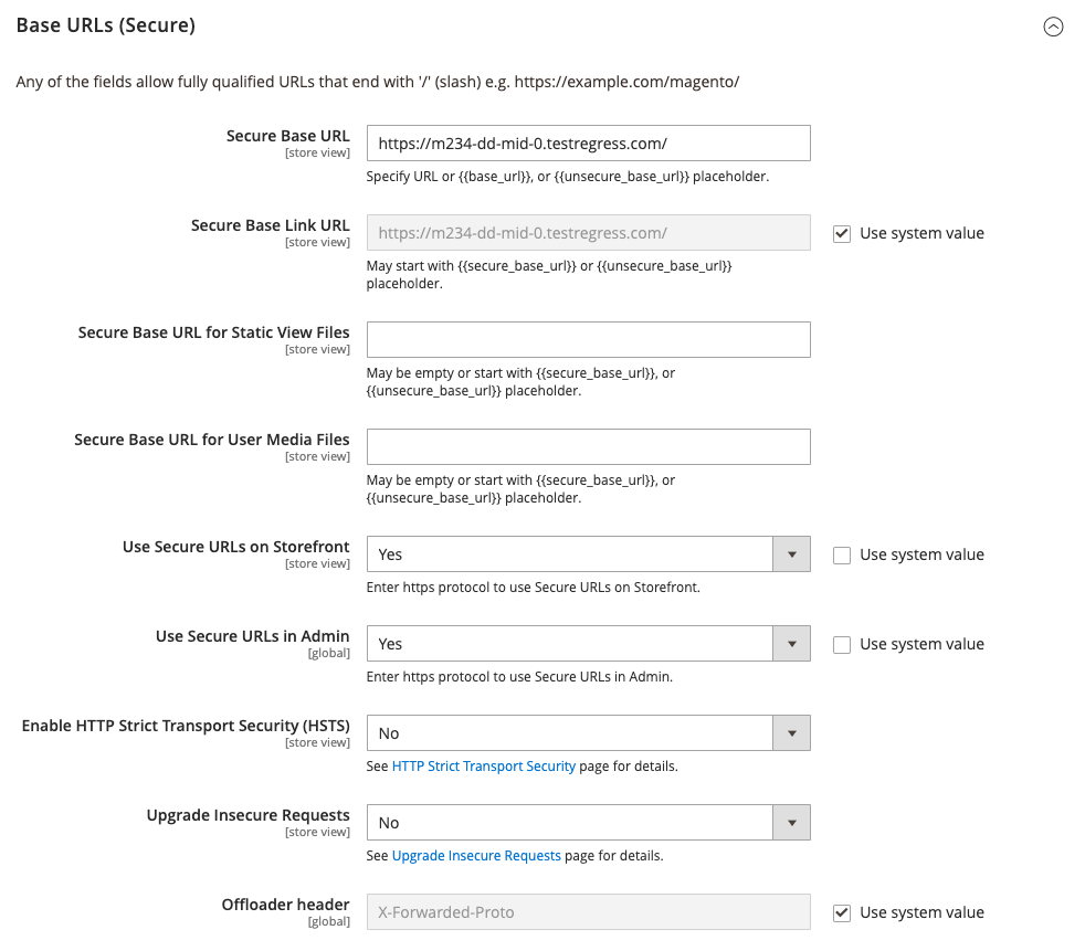 Web > Base URLs (Secure)