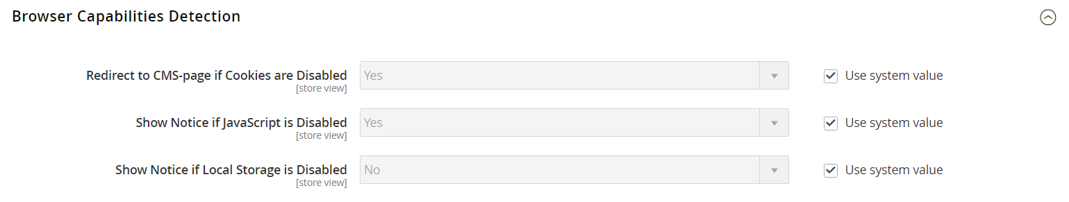 General configuration - web browser capabilities detection