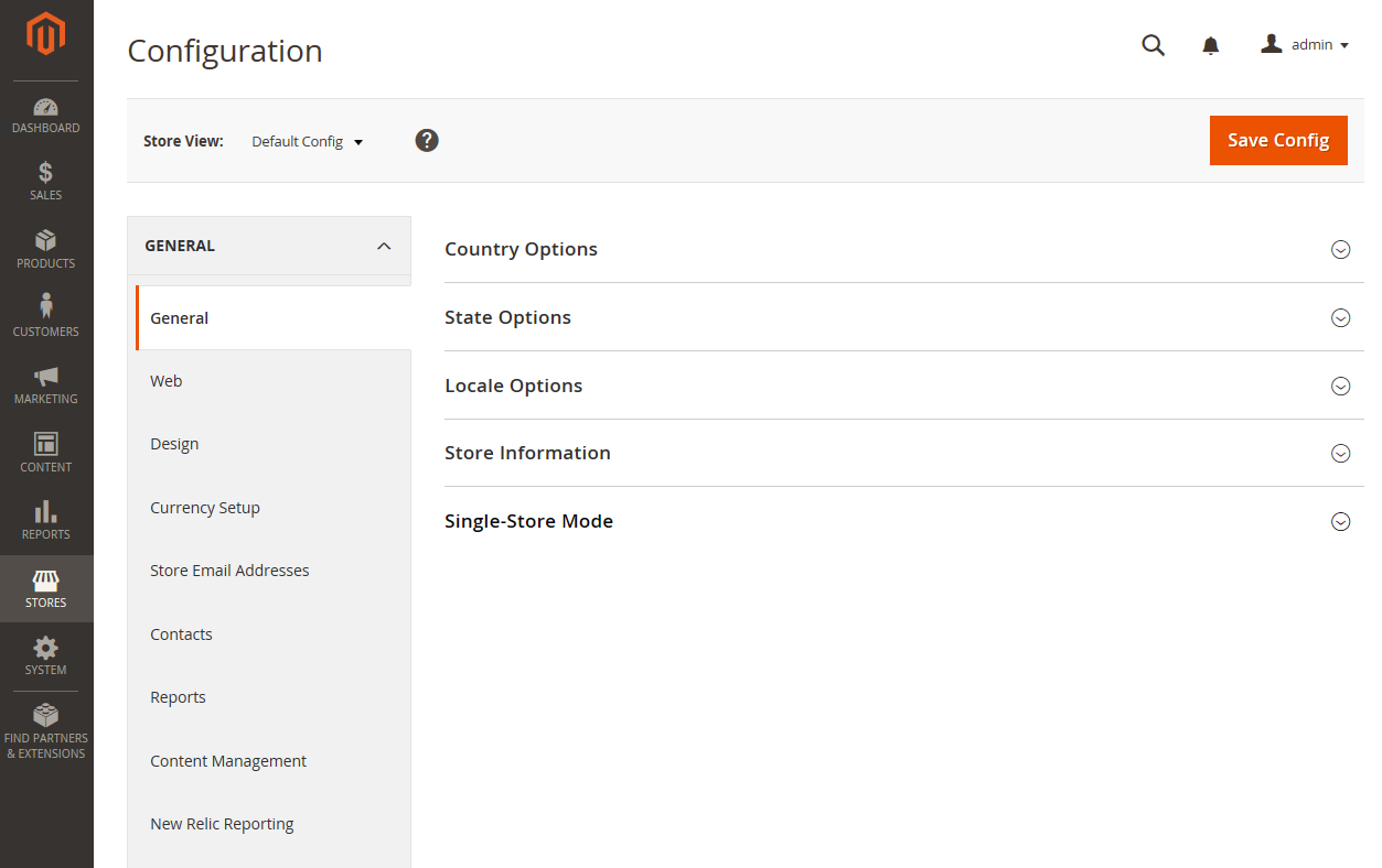 General configuration settings
