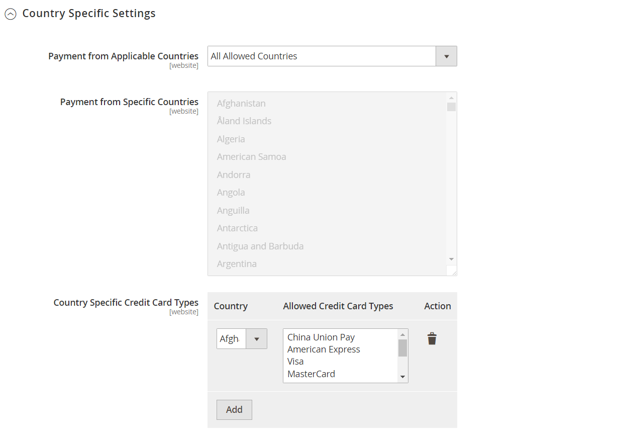 Country-Specific Settings