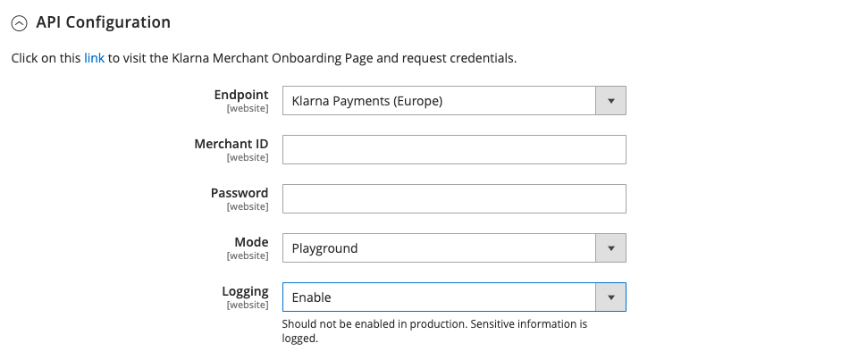 API Configuration