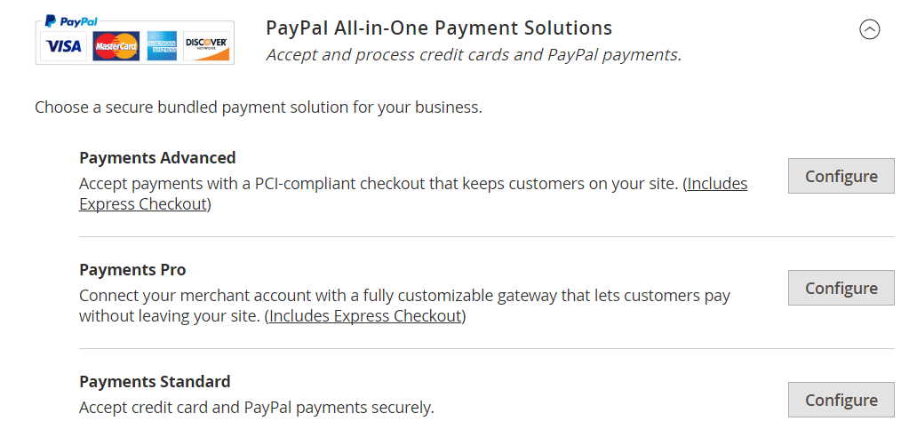 PayPal all-in-one payment Solutions