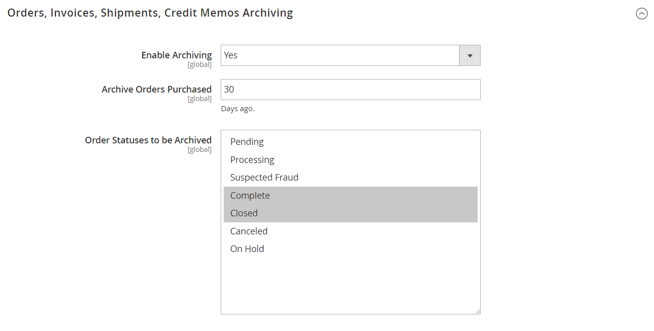 Orders, Invoices, Shipments, Credit Memos Archiving