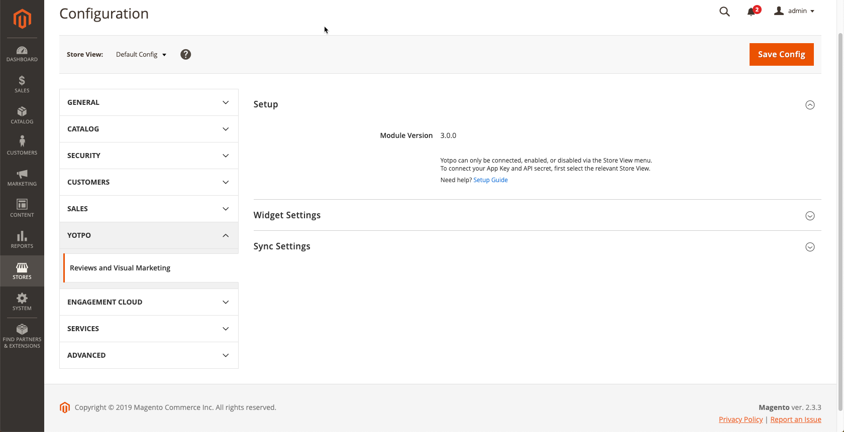 Advanced configuration settings