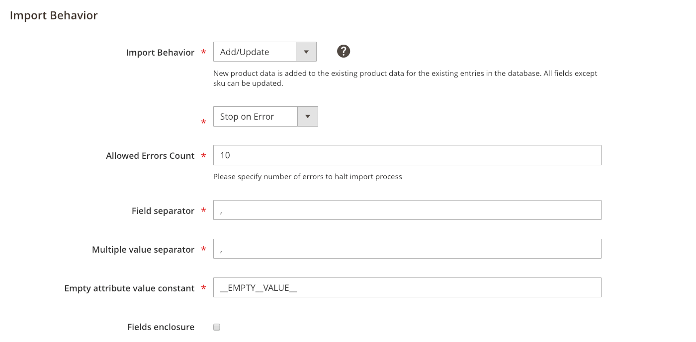 Data import behavior