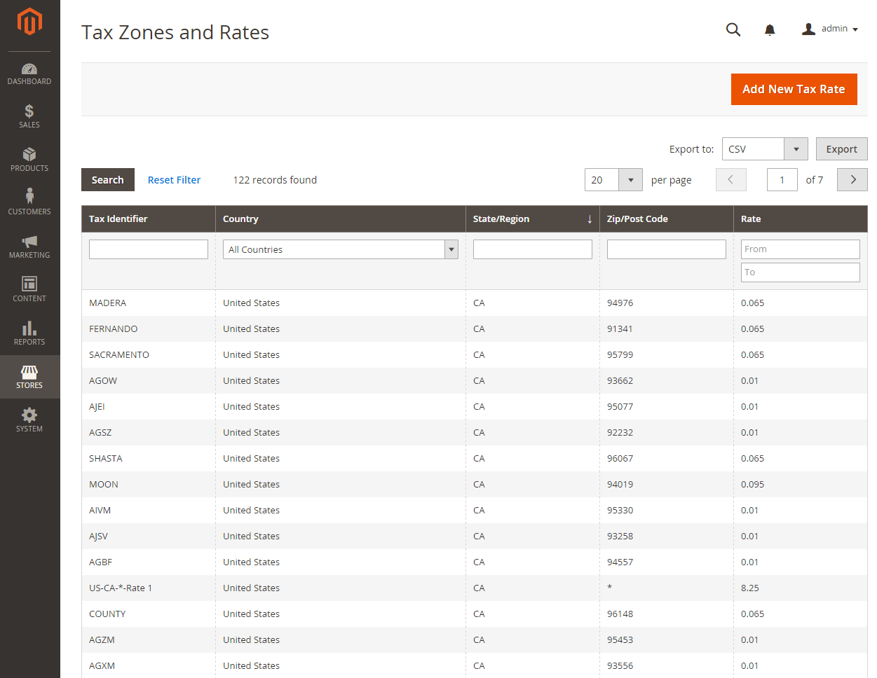 Data import tax rates