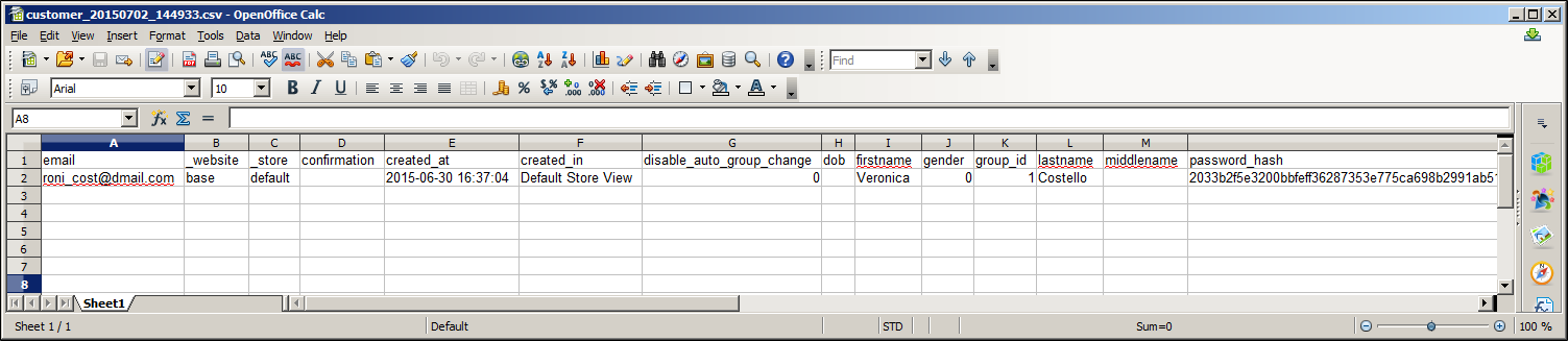OpenOffice Calc - customer CSV data