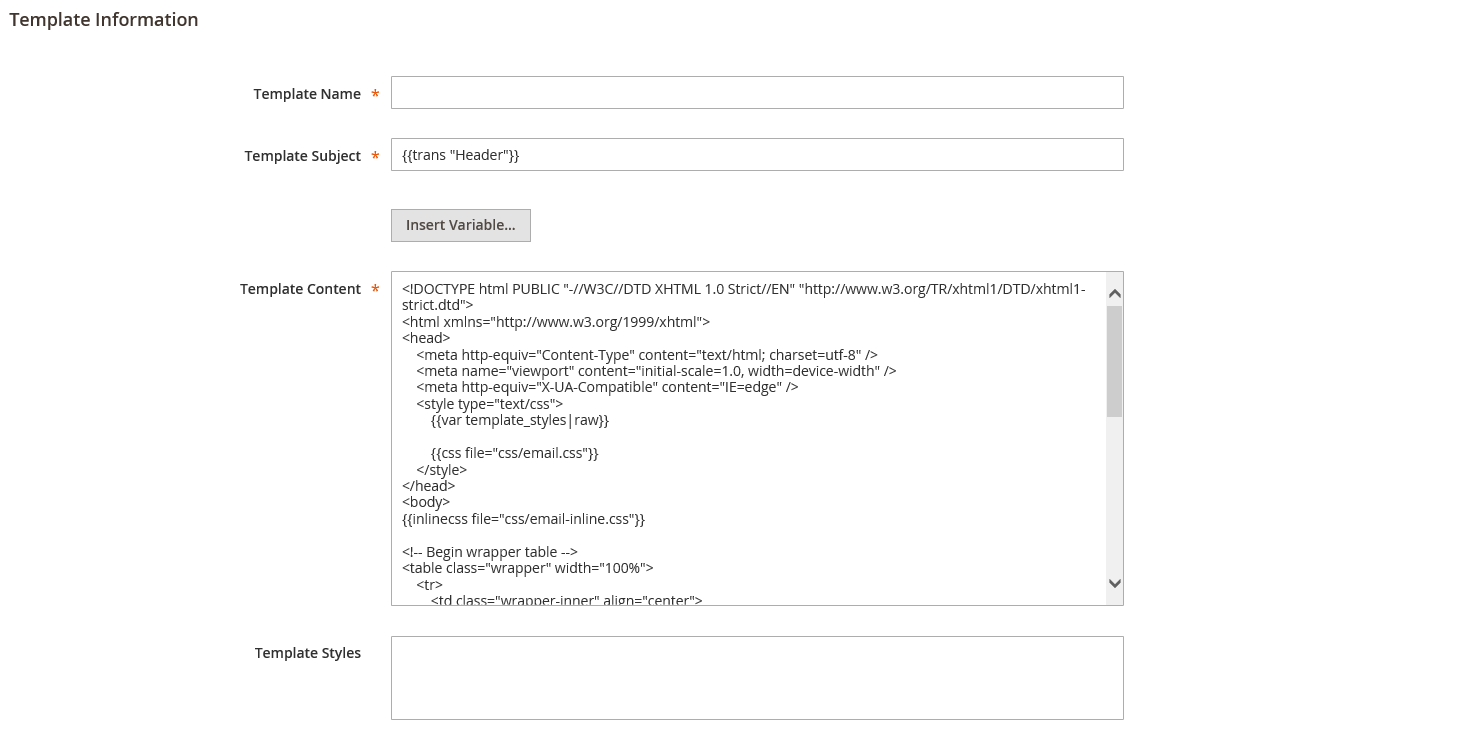 Email template header - information